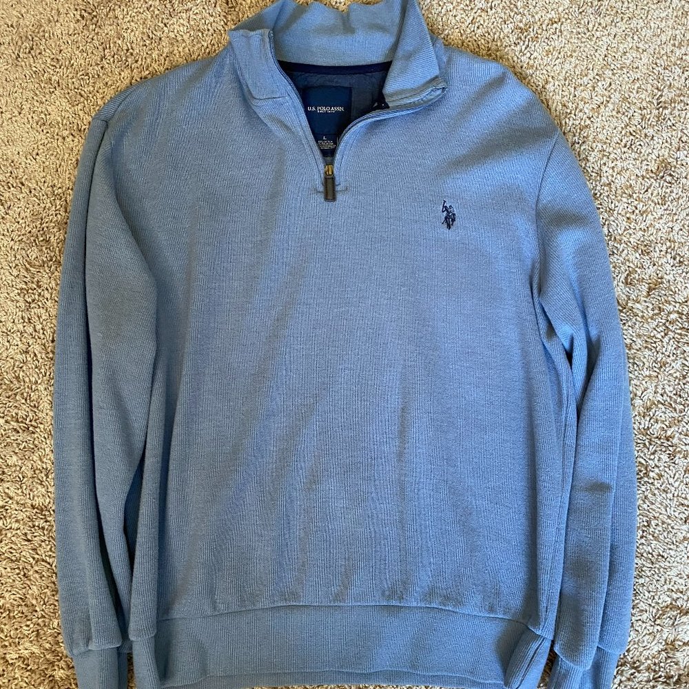 US Polo Assn Light Blue 1/4 Zip Sweater